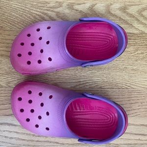 Pink and Purple Ombré Kids Crocs (size 1)